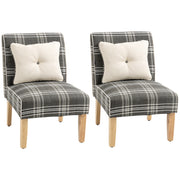Set of 2 Modern Dining Chairs with Cushions and Wood Legs for Kitchen or Lounge Grey AOSOM