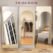 Gold Full Length Standing Mirror with 165cm Aluminium Frame Ideal for Bedroom or Dressing Room
