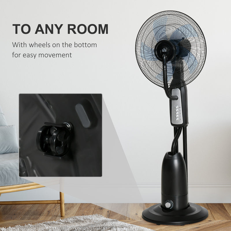 Pedestal Misting Fan With 3 Speeds And 28L Water Tank For Cooling Relief, Black