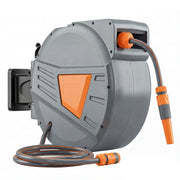 Retractable Garden Hose Reel With 30m Hose for Easy Watering and Cleaning Orange Outsunny