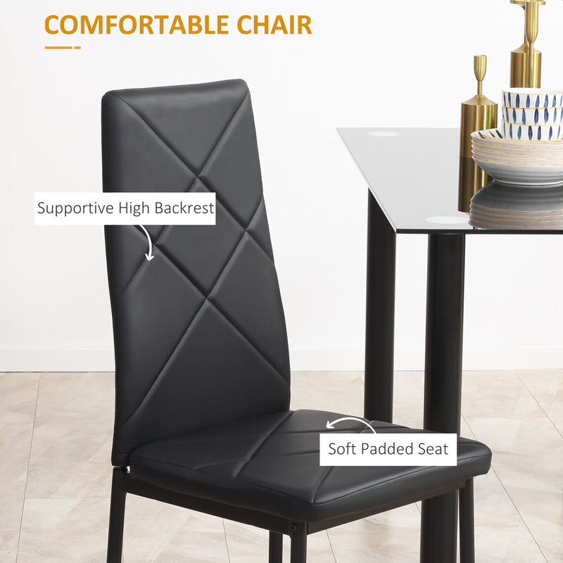 Space Saving 5 Piece Dining Table Set for 4 with Steel Frame Ideal for Small Kitchens Black