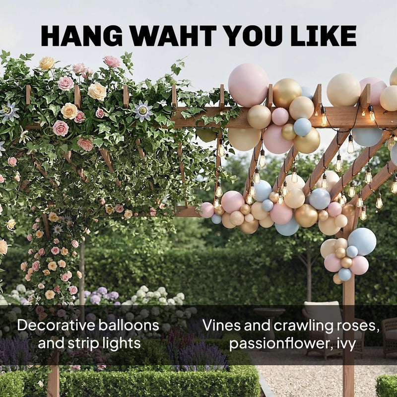 3x3m Wooden Garden Pergola Kit for Climbing Plants and Natural Shade Maple Wood Effect