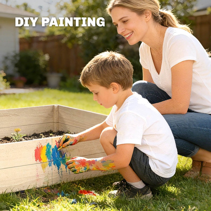Raised Garden Bed for Growing Vegetables and Flowers with Deep Root Support, Natural Wood Finish