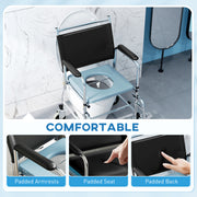 Rolling Shower Commode Chair with Wheels Padded Seat and Backrest for Seniors and Disabled by HOMCOM AOSOM