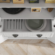 Freestanding Kitchen Storage Cabinet with Drawer and Adjustable Shelves for Organisation White