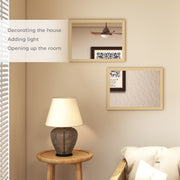 HOMCOM Wall Bathroom Mirror, 30 x 40 cm Wall-Mounted Mirror for Living Room, Bedroom, Hallway, Set of 2, Natural AOSOM