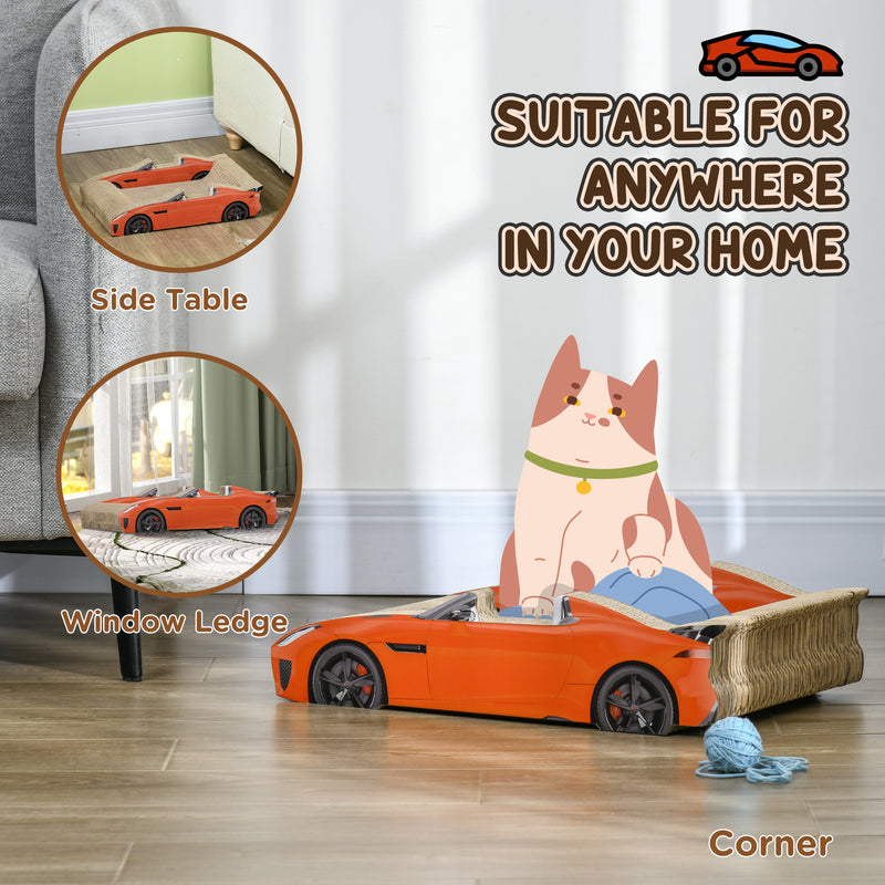 2 in 1 Car Shaped Cat Scratching Board with Catnip for Play and Claw Care Grey