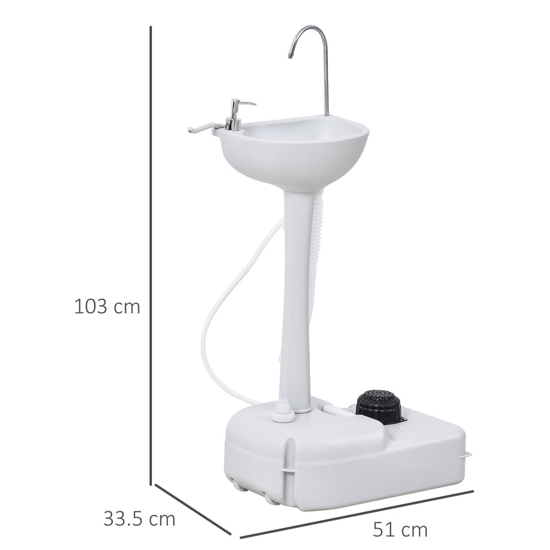 Portable Outdoor Handwashing Sink with 17L Tank and Wheels for Campsites and Gardens Light Grey