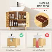 Under Sink Bathroom Cabinet with Adjustable Shelf for Pedestal Free Basins