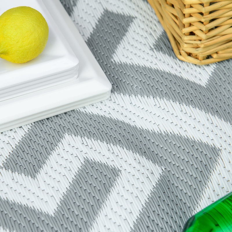 Reversible Light Grey Outdoor Rug 152x243cm for Camping Garden or Indoor Use