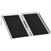Folding Aluminium Wheelchair Ramp with Carry Handle for Mobility Access Support Silver AOSOM
