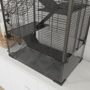 4 Tier Hamster Cage with Glass Base Running Wheel and Accessories by PawHut