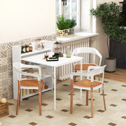Folding Dining Table with Shelves for Small Spaces Seats 3 White Homcom