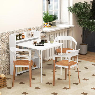 Folding Dining Table with Shelves for Small Spaces Seats 3 White Homcom