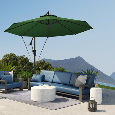 Green 3m Cantilever Garden Parasol with Cover Wind Strap and Tilt by Outsunny