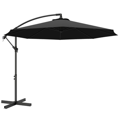 Black Cantilever Garden Parasol with Adjustable Shade for Outdoor Dining and Lounging Outsunny