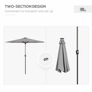 Light Grey 265cm Garden Parasol With LED Lights for Shaded Outdoor Seating