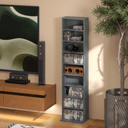 Grey Narrow CD Storage Tower with 260 Disc Capacity Space Saving Design
