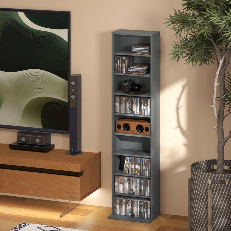 Grey Narrow CD Storage Tower with 260 Disc Capacity Space Saving Design