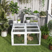 Wooden Rabbit Hutch With Foldable Roof For Outdoor Use, Light Grey
