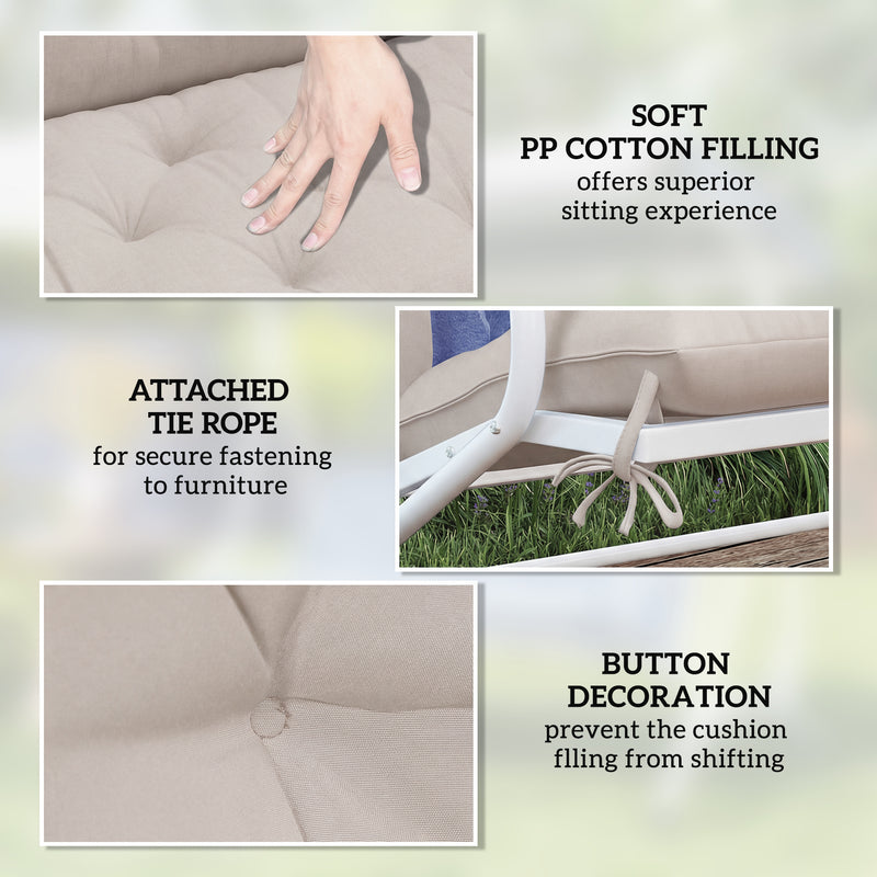 Outdoor Bench Cushion for 2 Seater Benches and Swing Chairs Water Resistant Khaki AOSOM