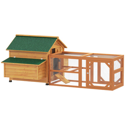 Yellow Wooden Chicken Coop and Run Set for 4 to 8 Hens with Nesting Box and Tray by Outsunny AOSOM