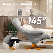 Recliner Swivel Chair with Footstool and Storage for Living Room Comfort, Light Grey