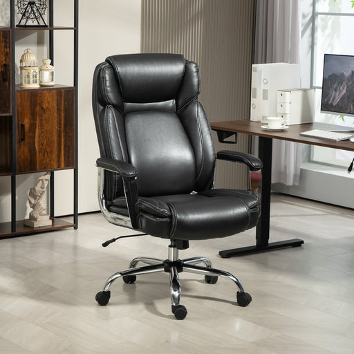 Black Ergonomic Faux Leather Executive Office Chair With Adjustable Height and Tilt by HOMCOM