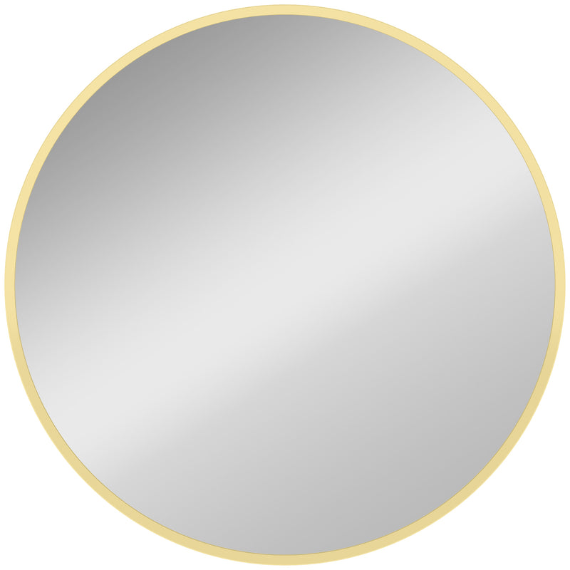 Large Round Mirror For Wall 61cm Gold Modern Decorative Accent For Bedroom Living Room Bathroom