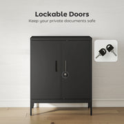 Lockable Metal Storage Cabinet With Adjustable Shelves Ideal For Office Or Garage Use Black