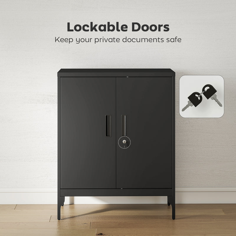 Lockable Metal Storage Cabinet With Adjustable Shelves Ideal For Office Or Garage Use Black