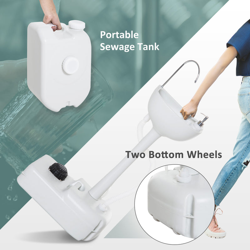 Portable Camping Toilet and Wash Sink Set for Private Outdoor Bathroom Comfort Grey