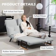 Light Grey 4-in-1 Velvet Feel Double Sofa Bed with Pillows by HOMCOM