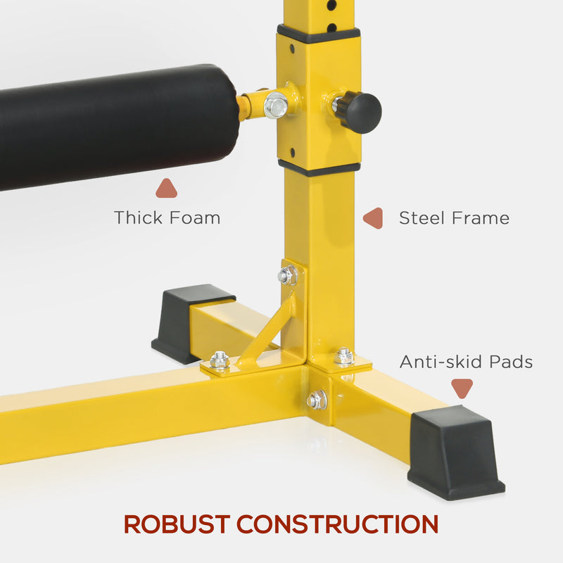 Adjustable Bulgarian Split Squat Stand With Foam Roller For Leg Workouts Yellow AOSOM