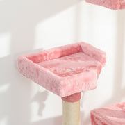 Pink Tall Cat Tree Tower With Scratching Posts And Hideaway For Indoor Cats