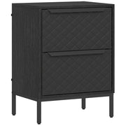 2 Drawer Fabric Chest of Drawers With Aluminium Handles for Bedroom Storage Black