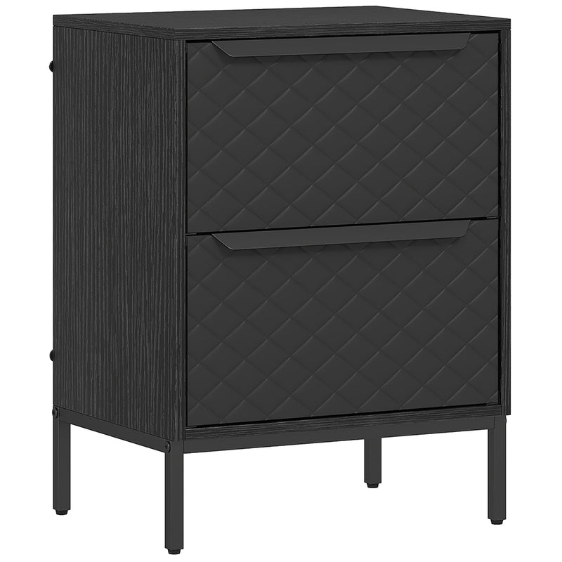 2 Drawer Fabric Chest of Drawers With Aluminium Handles for Bedroom Storage Black