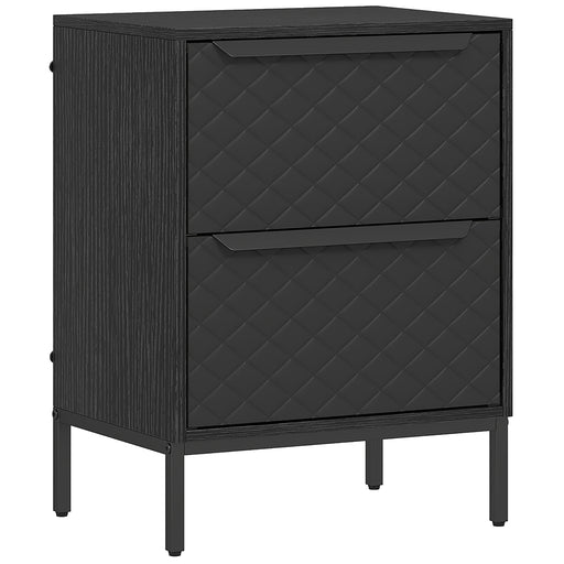 2 Drawer Fabric Chest of Drawers With Aluminium Handles for Bedroom Storage Black