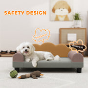 Elevated Dog Sofa Bed with Backrest and Armrests for Small Pets Ideal for Indoors Grey