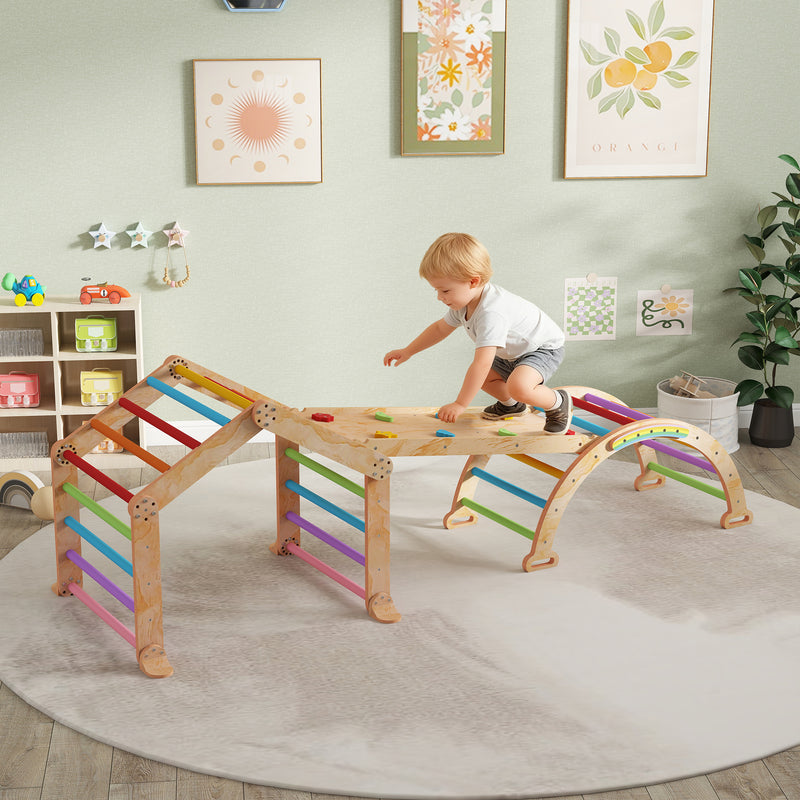 9 in 1 Toddler Climbing Frame With Slide Ramp Ladder and Blackboard For Indoor Play Grey AOSOM