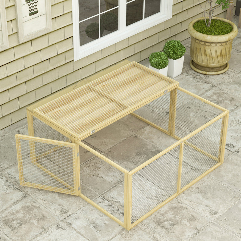Large Wooden Rabbit Hutch for 2–3 Pets with Easy Access and Foldable Design Natural Wood