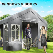 3x3m Garden Party Gazebo with Weatherproof Shelter and Zipped Doors for Outdoor Gatherings, Grey Outsunny