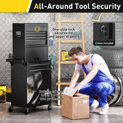 Three Tier Steel Tool Chest with Locking Drawers for Garage or Workshop Use Black