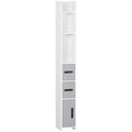 Tall Freestanding Bathroom Cabinet with Open Shelves and Storage Cupboards Grey