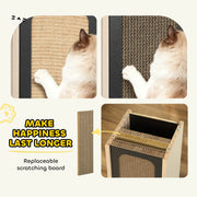 Cat Scratching Post With Replaceable Board And Perch For Indoor Play, Oak AOSOM