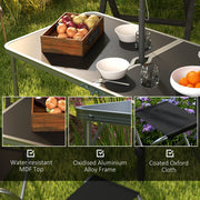 4 Seater Folding Aluminium Picnic Table and Bench Set For Camping and Outdoor Use Silver AOSOM