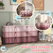 Kids Storage Organiser with Nine Removable Drawers Ideal for Toys and Books Pink