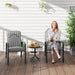 Grey 3 Piece Garden Bistro Set with Recliner Chairs and Cushions by Outsunny