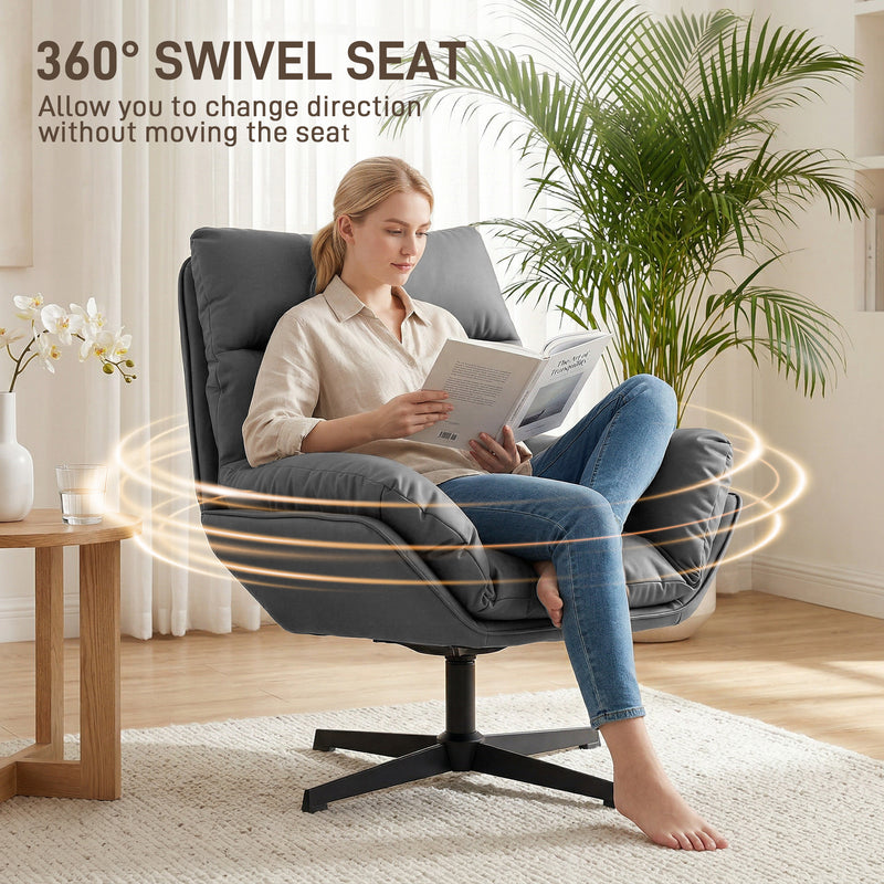 Swivel Armchair with Scratch Resistant Fabric for Pet Friendly Relaxing Dark Grey AOSOM