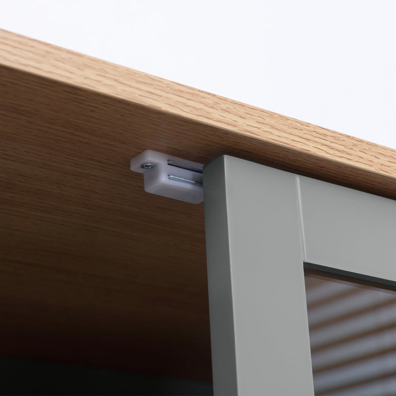 Tall Freestanding Kitchen Pantry Cupboard With Drawer And Adjustable Shelves Grey